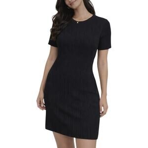H&M Bodycon Dress Black Ribbed Knit Size Large NWT